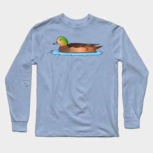 American wigeon bird cartoon illustration Long Sleeve T-Shirt